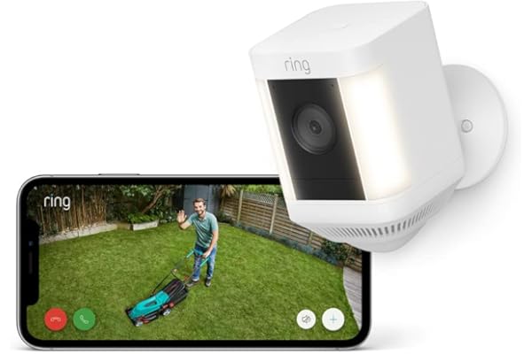 Ring cámara Plus con luces y batería (Spotlight Cam Plus) | Cámara de vigilancia exterior wifi con vídeo HD 1080p, comunicación bidireccional, visión nocturna y focos LED | 30 días gratis de Ring Home