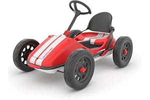 Chillafish RED Monzi Rs Kids Foldable Pedal Go-Kart with Airless Ruberskin Tires, Medium