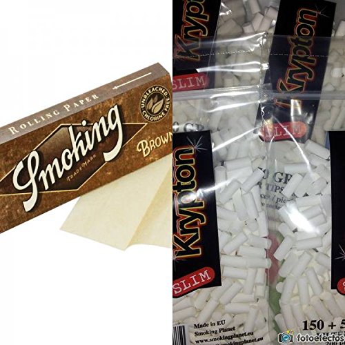 Caja de 50 libritos de 60 hojas pàpel de fumar smoking Brown nº8 70mm + 4000 filtros 6mm