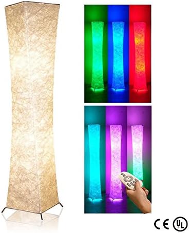 luyuan Natural Tyvek Fabric Originality Floor lamp Softlighting Home Minimalism Create Romantic Atmosphere (Style3-General+2 RGB 2.4G High RF Wireless Technology Color Changing LED Remote Control Smart Bulbs)