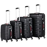 【 Klasse Komfort 】Die Trolley haben jeweils 2 Tragegriffe welche mit weichen Geleinlagen ausgestattet sind, sodass die Koffer auch bequem getragen werden können. Hinzu kommen ein höhenverstellbarer Teleskopgriff und leichtlaufende Rollen mit 360° Rollsystem für ein leichtes Handling.