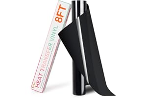 HTVRONT Heat Transfer Vinyl - 12In x 8Ft Black HTV Vinyl Roll,Black Iron on Vinyl Roll for T-Shirt Clothing and Other Fabrics(Black)