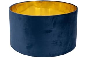 ValueLights | Reni Large Pendant Shade Navy Velvet & Gold Inner with Warm White Bulb | Shades, Home Décor & Improvement Essential | Light Bulb Included