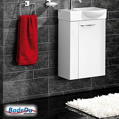 FACKELMANN SCENO Badmöbel Set Gäste-WC Farbe Weiß/Weiß (2-teilig) - Waschbecken Rechts