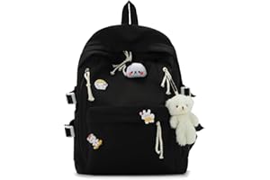 LHHMZ Cute Aesthetic Backpack for School Middle Student Lightweight Travel Backpack Teens Bear Pin Book Bags