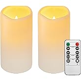 Biyanuo 2PACK Wasserdichte Outdoor LED Kerzen Fernbedienung Timer, Kunststoff flammenlose batteriebetriebene elektrische Säul