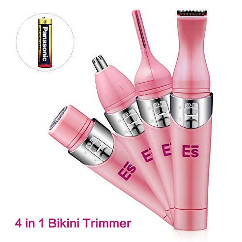 Frauen-Rasierer, 4 in 1 Damenrasierer Elektrischer Rasierer für FrauenTrimmer Nasentrimmer für Bikini Augenbraue Beine Arme Bikini Trimmer Akkubetriebenes