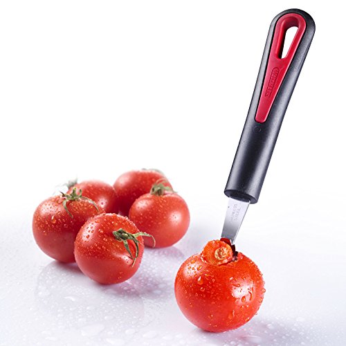 Westmark Aushöhl-Löffel/Tomatenstrunk-Entferner, Mit gezahntem Rand, Ø 21 mm, Rostfreier Edelstahl/Kunststoff, Länge: 16,6 cm, Gallant, Schwarz/Rot/Silber, 29202270 - 2