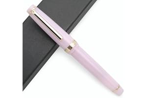 CZXWYST JINHAO 82 Celluloid Fountain Pen Acrylic Ink Pen with Ink Converter (Fine Nib, Gold Clip-Transparent Pink)