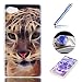 Produktbild Etche Sony Xperia Z5 Compact/Z5 Mini TPU Schutzhülle, Laser Reflect Blue Light Case für Sony Xperia Z5 Compact/Z5 Mini, Transparent Frame Silikon Handyhülle für Sony Xperia Z5 Compact/Z5 Mini,Premium Slim TPU Gel Soft Back Cover Zurück Schutzhülle Tasche für Sony Xperia Z5 Compact/Z5 Mini + 1x Glitzer Staub Stecker + 1x Blau Eingabestift(Leopard)