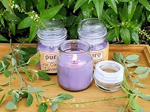 Pure Source India Scented Glass Jar Candles, Lavender, (Set of 3 Blue)