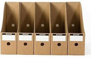 KINOEHOO Lot de 5 porte-revues pliables en papier kraft A4 - Porte-revues pour fichiers, dossiers, papeterie, fournitures de bureau, organiseurs fonctionnels de bureau.