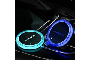 NURCIX 2 Pezzi Auto LED Luci Sottobicchieri,per Evoque portabicchieri Antiscivolo Tazza Tappetino,Ricaricabile USB Sottobicchiere