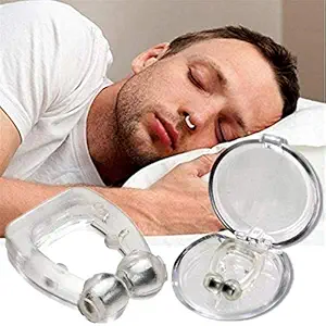 Snore Free Nose Clip Snore Stopper Silicone Magnetic Anti Snoring Device Nose Clip Unisex Stop Snoring Anti Snore Clip for Men Women (Pack of 2) (White)