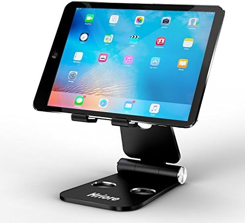 Hriore Tablet Stand Holder, Adjustable Multi-Angle Foldable Aluminum iPad Stand: Desktop Portable Stand Dock for iPad Pro 10.5 / 9.7 / 12.9, iPad mini 2 3 4, iPad Air, Air 2, iPhone X 8 7 6s Plus 5 SE, Nintendo Switch, Samsung Galaxy Tab S7 S8, Kindle Fire Tablet, E-reader, Accessories and Other Devices-Black
