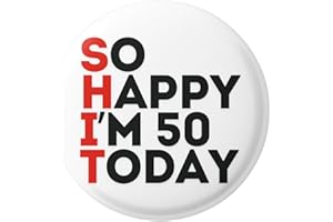 EMUWORKS Gifts for Men - 50th Birthday Decorations - 50th Birthday Gifts Men Happy Birthday Badge Pinback 2-3 Inch Size Variation Glossy Print Funny Mens Gifts - Birthday Sash Rude Prank Present