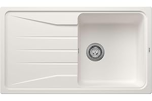 ‎BLANCO BLANCO SONA 5 S | Granitspüle aus SILGRANIT weiß | Einbauart: Einbau von Oben | reversibel | für 50 cm breite Unterschränke | Großes Becken | Reinigungsfreundliche Öberfläche