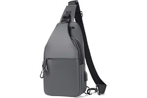 HJKIOPC Sac de Poitrine Homme avec Port de Chargement USB Sac Petit Etanche Casual Sling Bag pour Cyclisme,Sport Voyage Excursion(Gris-1)