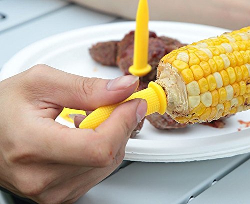 mojidecor Edelstahl Mais Halterungen Maiskolbenhalter, 8 Stück, gelb - 2