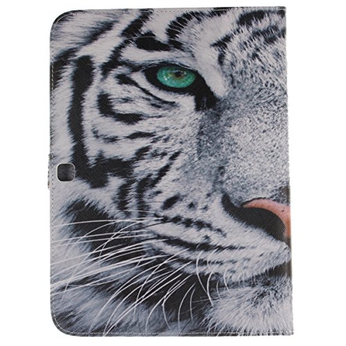 Galaxy Tab 4 10.1 Hülle,Ukayfe Weißer Tiger Painted Schutzhülle fur Galaxy Tab 4 10.1 SM-T530 Ledertasche Lederhülle Smart Case Cover,[Bunt Muster Design] Kunstleder Tasche PU Leder Schutzhülle Brieftasche Etui Schale Hülle for Galaxy Tab 4 (10.1 Zoll) SM-T530 mit 1 x Schwarze Eingabestift - 3