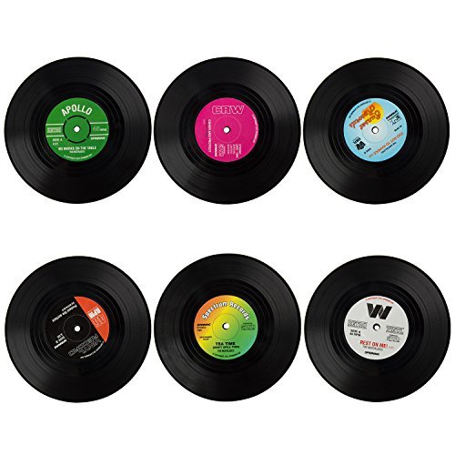 Discoball (6 PCS) Retro Vinyl Untersetzer Schallplatten Untersetzer - 2