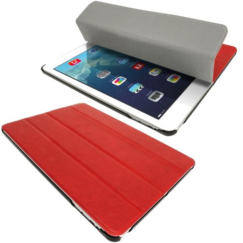 igadgitz Rot PU Ledertasche Hülle Smart Cover für Apple iPad Air 2013 Mit Multi-Winkel Betrachtungs-stand + Auto Sleep/Wake + Displayschutzfolie - 2