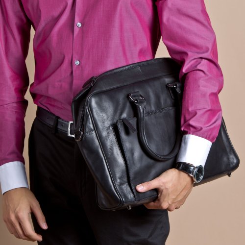 BACCINI Laptoptasche BEN – Notebooktasche groß fit für 15.4″ – Businesstasche – echt Leder schwarz - 6