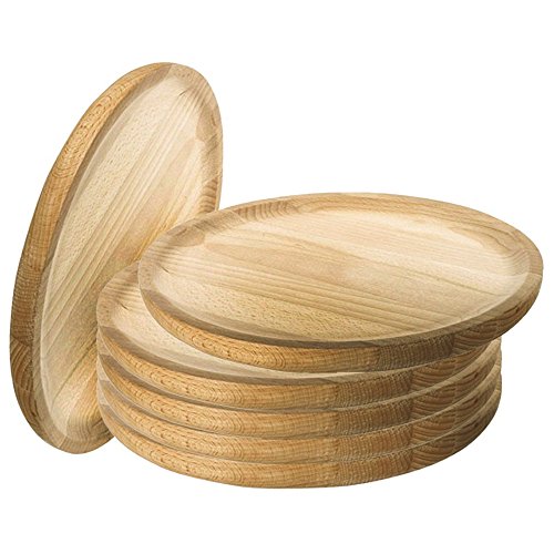 Ruibal - Holzteller Rund - Holzplatte - Kiefer - Set 6 - Ø 20 cm