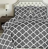 Utopia Bedding Parure de Lit en Microfibre - Housse de Couette avec 2 Taies Oreiller (Gris, 230x220cm)