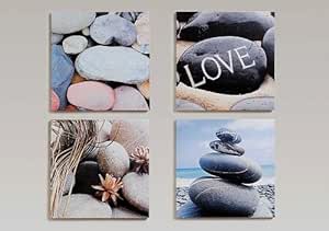 4er Set Bilder Zen-Garten Steine Wandbild Feng Shui 40cm ...