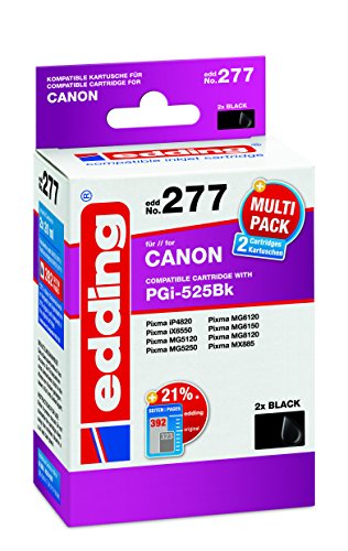 edding 18-277 Druckerpatrone EDD-277, 2x black, Ersetzt: Canon PGi-525Bk, Doppelpack