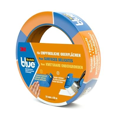 Scotch 3M ScotchBlue Ruban Masquage pour Surfaces Délicates 24 mm x 50 m 1 Rouleau Bleu