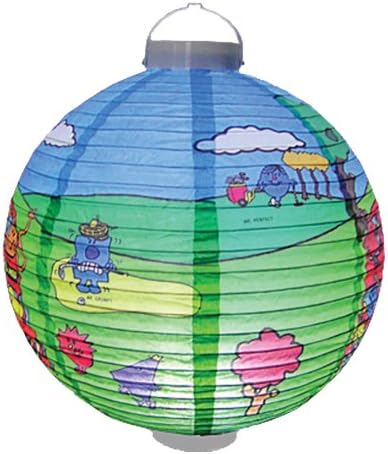 6906-35cm Mr Men Golf And Bus Scene Led Battery Operated Paper Lantern Ceiling Pendant Shade.