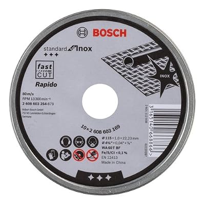 Bosch 2608603254 Disque à tronçonner à moyeu plat standard for inox rapido WA 60 T BF 115 mm 22,23 mm 1,0 mm