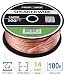 Produktbild FosPower Lautsprecherkabel (30m) 14AWG Prämie Sauerstoff Frei Blank Kupfer Speaker Wire mit Klar Jacke und Rot Polarity Mark (100ft)