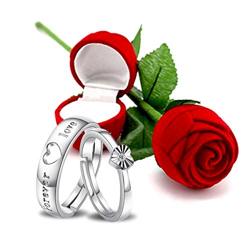Peora Hamper of Couple Ring with Red Rose Gift Box for Boyfriend/Girlfriend/Gift for Valentine/Gift for Him/Gift for Her