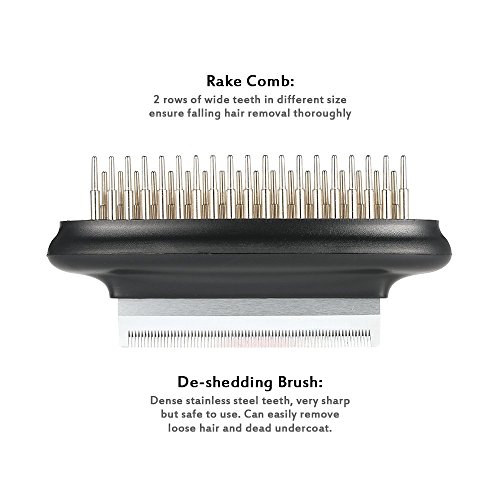 Pet-Comb-And-Deshedding-Tool-2-In-1-Pet-Dog-Cat-Grooming-Brush-Dematting-Rake-Easily-Removes-up-to-90-in-Minutes-Suitable-For-Cats-Dogs