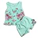 New Baby Girls Cotton Flower Lace Bow Sleeveless Top+Short Pants Clothing Set