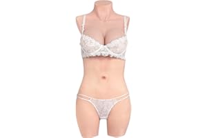 KUMIHO Faux Sein Silicone 3-Points Bodysuit Prothèse Mammaire Silicone Panty pour Crossdresser Transgenre Cosplay Drag Queen D Cup Jaune