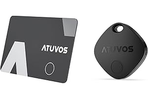 ATUVOS Air Tag y Tracker Card Ultradelgado 1.6mm, Smart Bluetooth Localizador Compatible con APP Buscar Apple (Sólo iOS, Android Not Supported), Buscador para Cartera, Maletas, Pasaporte, 2 Pack Negro