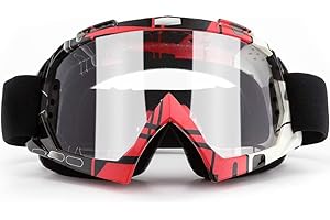 SPOSUNE Motorcycle Goggles, ATV Dirt Bike Off Road Racing MX Riding Goggle Anti-Scratch Dustproof Bendable UV400 Eyewear Padded Soft Thick Foam,Adjustable Strap Adults' Cycling Motocross