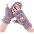 TopiBaaz Women Woolen Gloves Half Finger Acrylic Angora Wool Knitted Plush Winter Mitten Gloves for Girls and Boys Casual Warm Fingerless Hand Gloves