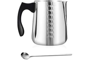 YZROHYI Olla para Hacer Velas 900 ML,Olla Derretir Cera Velas de Acero Inoxidable,Ollas para Calentar Cera Vela,Crisol para Hacer Jabón con Cuchara y Escala,Jarra para Verter Chocolate para Jabón