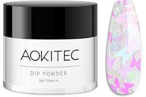 ‎AOKITEC Aokitec Dipping Powder 28g, Sparkling Pink, Nagelpuder für starke Nagelkunst, lang anhaltende Dip-Nägel, Acryl Dip Pulver für Nagel-Anfänger und Professionelle Anwendung, kein Trocknen nötig