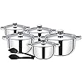 Royalford Cookware Set, Silver, Rf9352 Silver,Cookware Set, Deluxe Quality Stainless Steel, Casserole, Stock Pot, Saucepan, Fry Pan | Induction Safe | Oven Safe | Dishwasher Safe