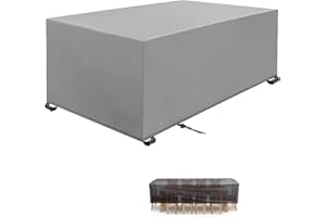 LAYOOMIETY Garden Furniture Covers 230x165x80cm Silver gray 420D Heavy Duty Oxford Windproof,Snow-proof,Anti-UV Upgraded Tear-Resistant with 4 Windproof Buckles Rectangular Waterproof Patio Table Cover