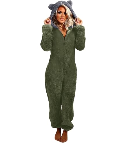 Combinaison Polaire Femme Grande Taille - Grenouillère Capuche Douce Et Chaude, Pyjama Hiver Décontracté