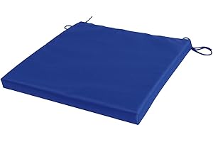 SOFTILLO Waterproof Patio Chair Cushion with Seat Ties - Indoor and Outdoor Furniture Seating - Water-Resistant Polyester - Kitchen Dining, Lawn & Garden, Coffee Shop Use - 36 x 36 cm - Blue