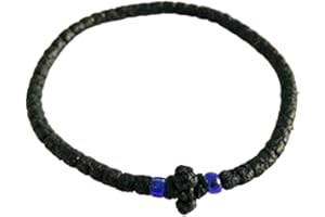 IconsGr Chotki Chapelet cire bénir Chrétien Orthodox Grec fait main couleur Noir à petit noeuds avec croix du Mont Athos (Grece)
