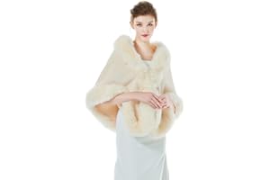 BEAUTELICATE Stola Coprispalle di Pelliccia Sintetica Donna Sciarpa Scialle Elegante Per Matrimonio Invernale Cerimonia Sposa Damigella